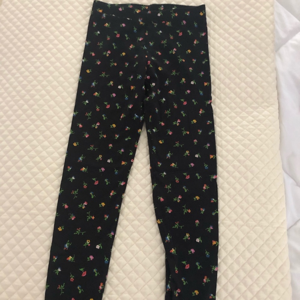 J crew, NWNT black leggings w/flowers, ruffles